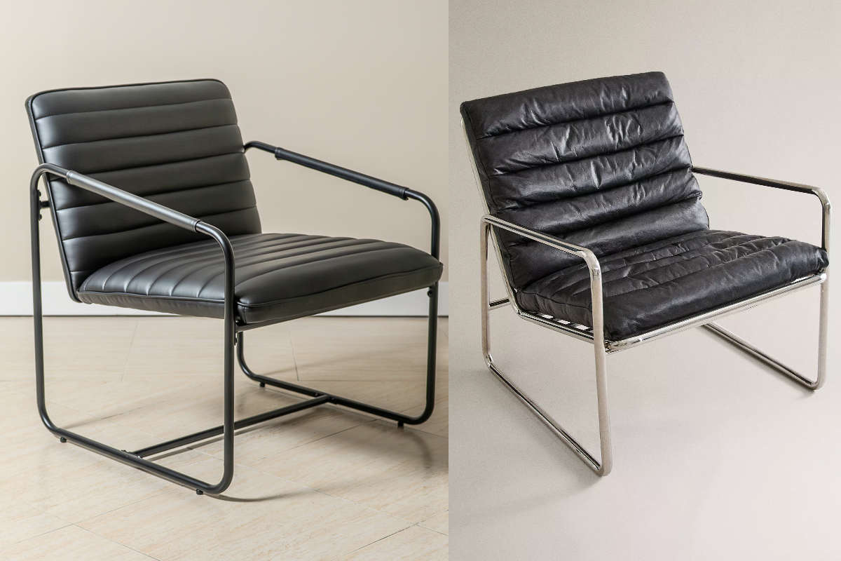 Berria and Zara Home Metal & Leather Armchairs placed together for a design showdown.