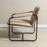 Berria Armchair Metal & Striped Fabric (Dune Sand) - Marcel Olsen