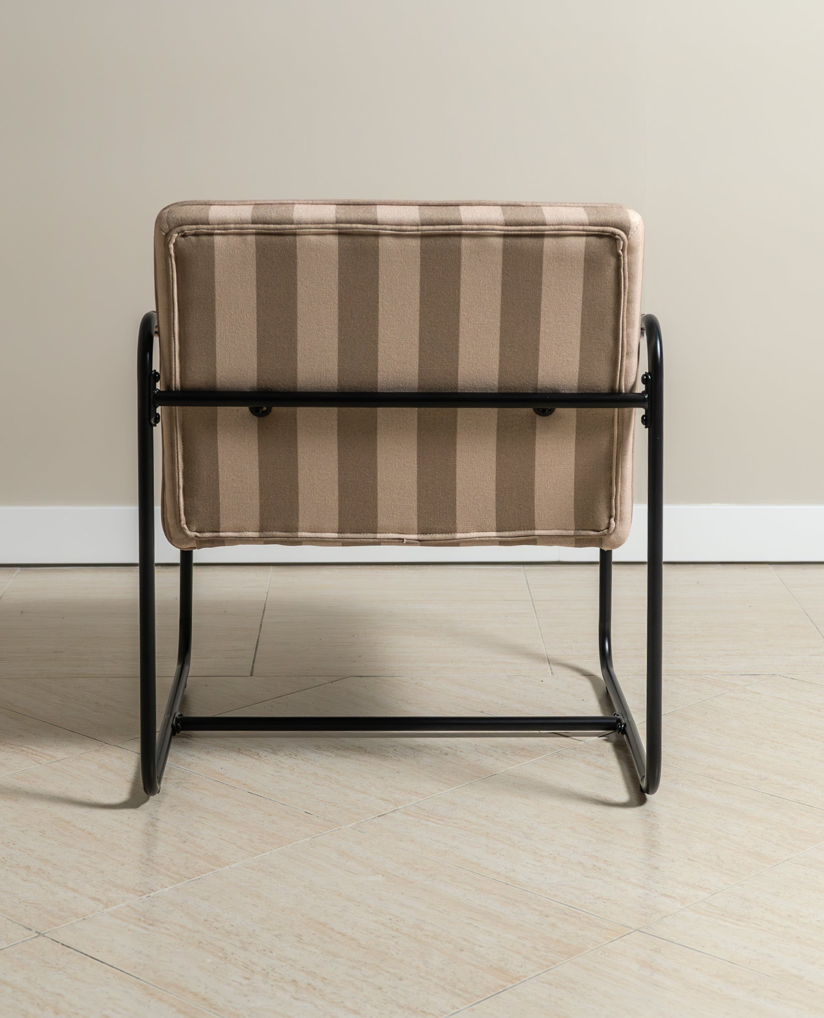 Berria Armchair Metal & Striped Fabric (Dune Sand) - Marcel Olsen