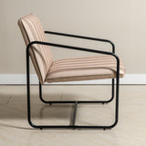 Berria Armchair Metal & Striped Fabric (Dune Sand) - Marcel Olsen