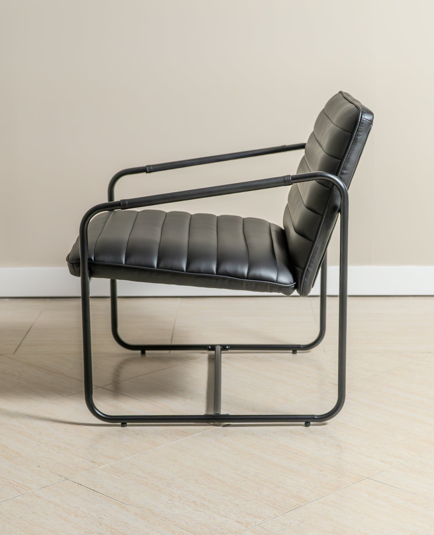 Berria Armchair Metal & Leather (Ebony Black) - Marcel Olsen