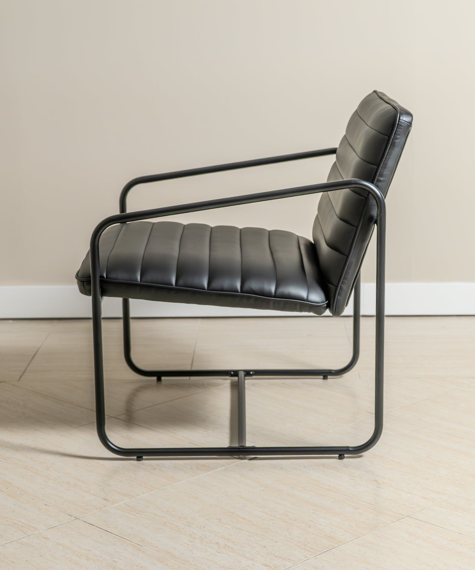 Berria Armchair Metal & Leather (Ebony Black) - Marcel Olsen