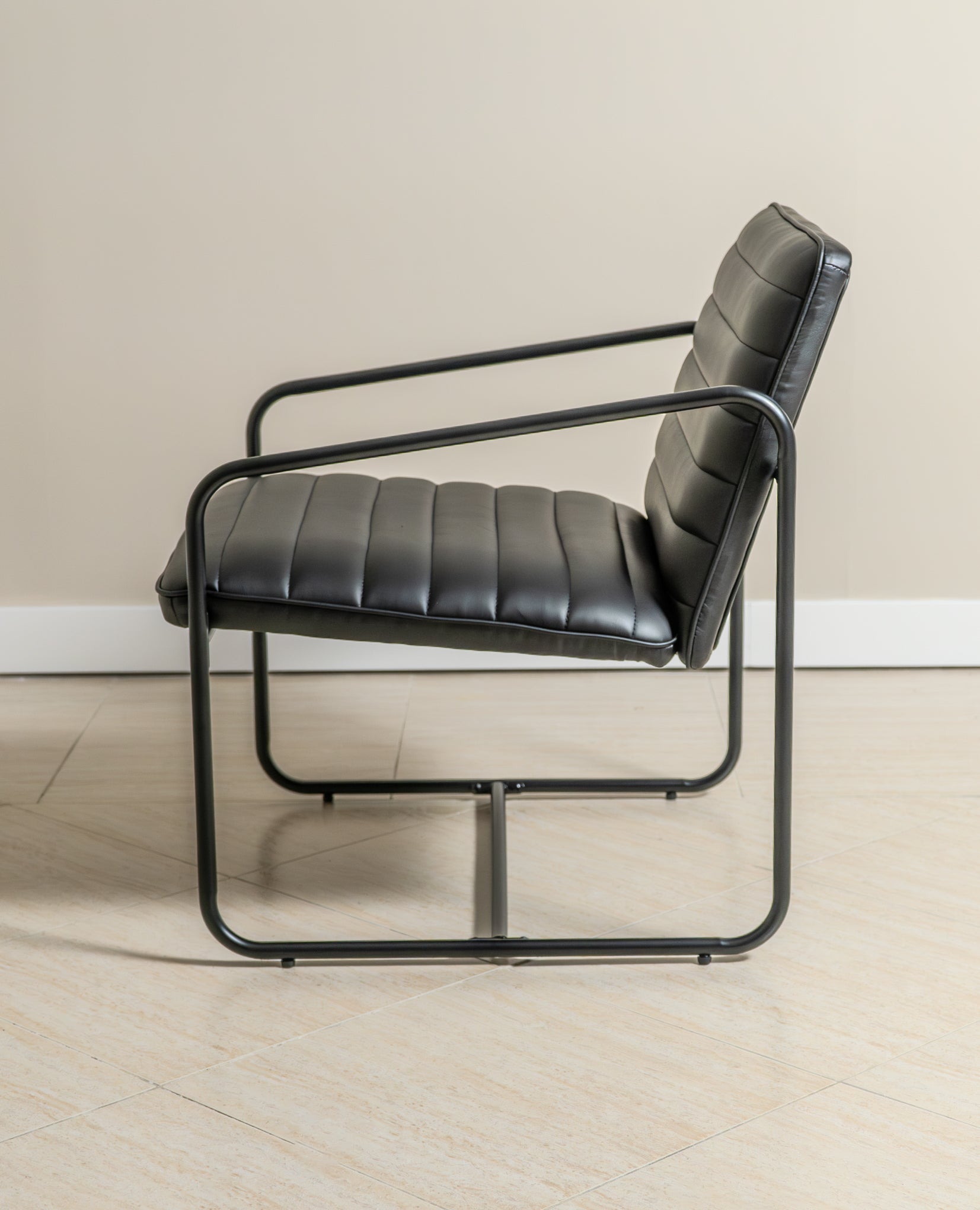 Berria Armchair Metal & Leather (Ebony Black) - Marcel Olsen