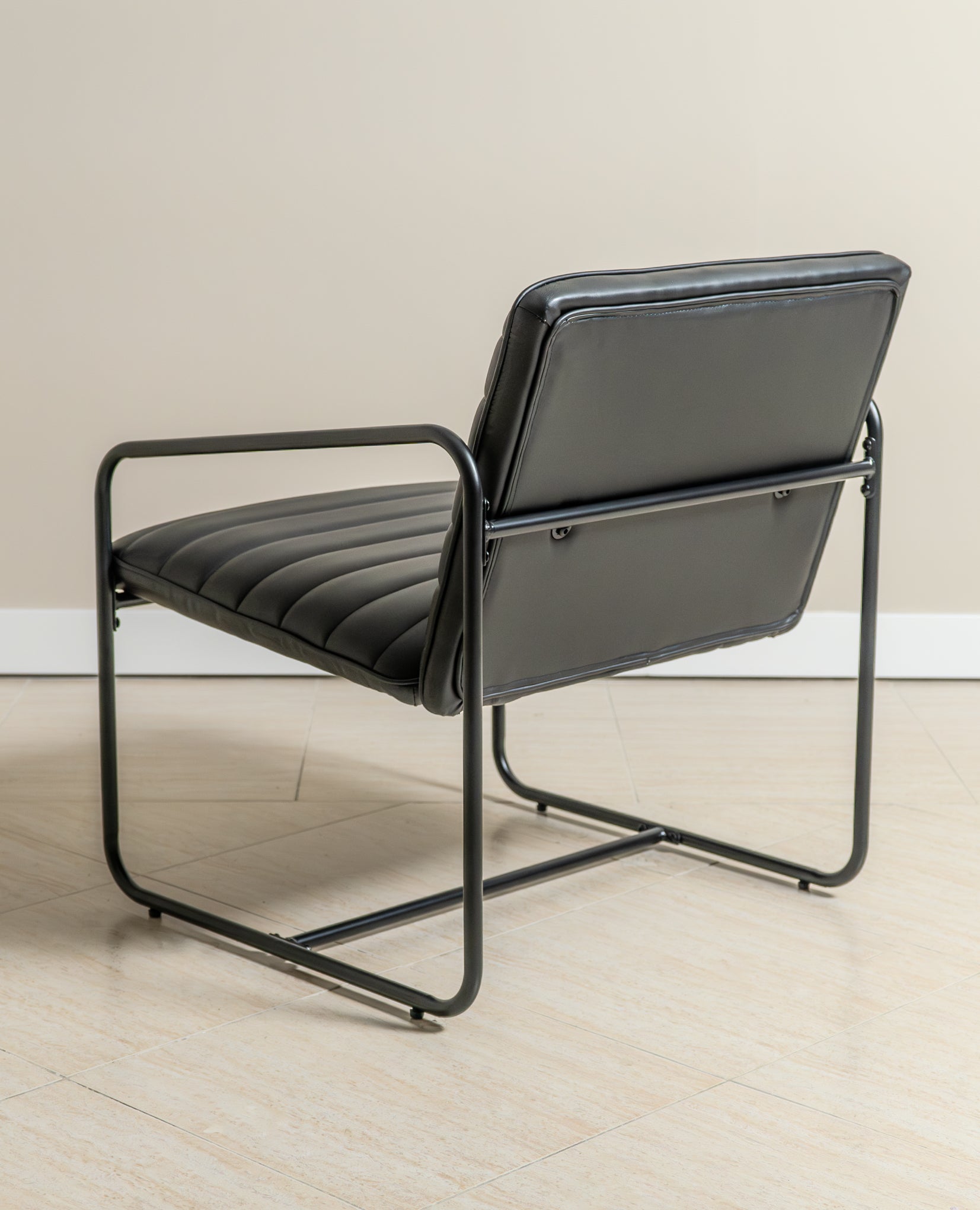 Berria Armchair Metal & Leather (Ebony Black) - Marcel Olsen