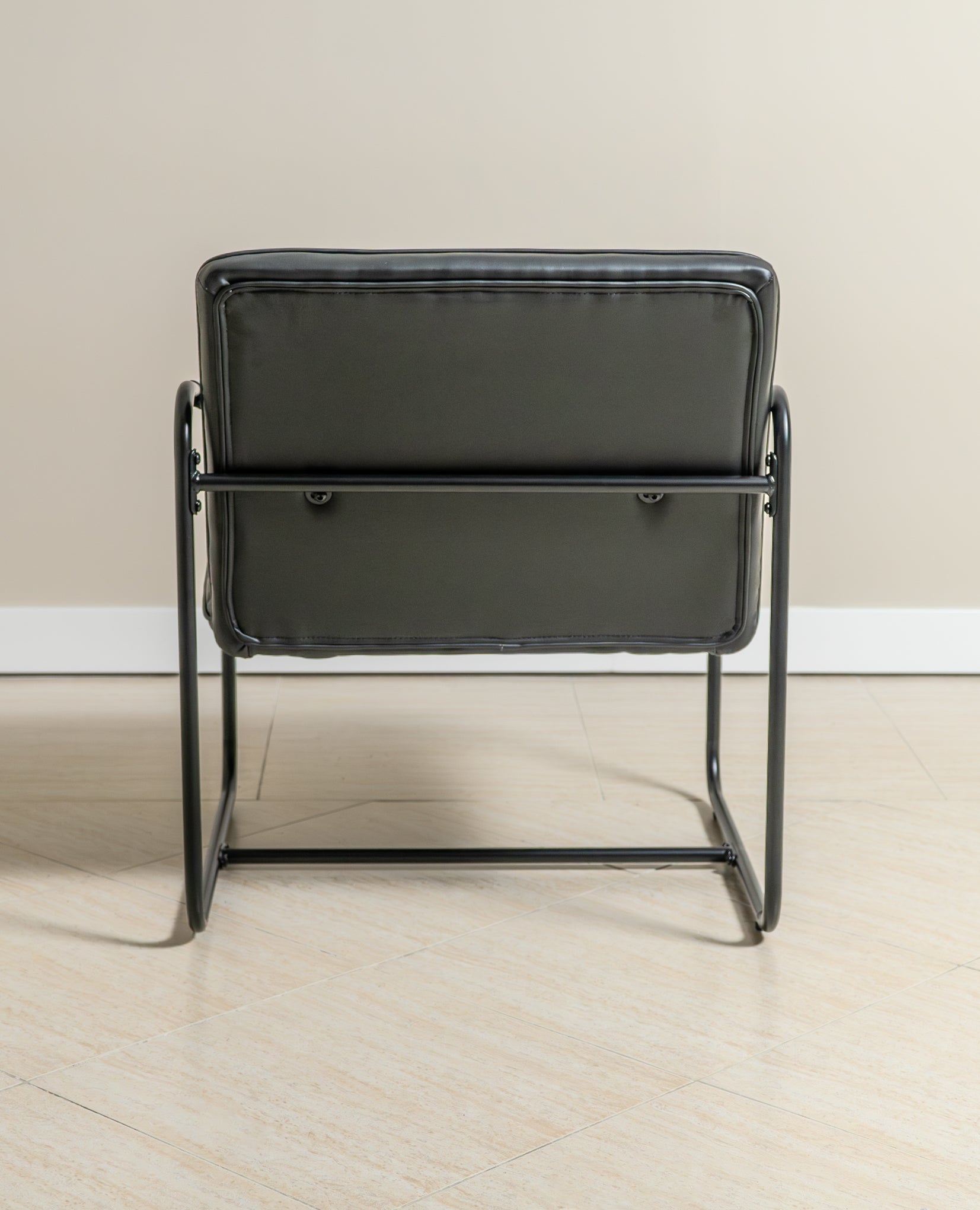 Berria Armchair Metal & Leather (Ebony Black) - Marcel Olsen