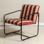 Berria Armchair Metal & Striped Fabric (Crimson Sand) - Marcel Olsen