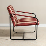 Berria Armchair Metal & Striped Fabric (Crimson Sand) - Marcel Olsen