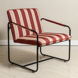 Berria Armchair Metal & Striped Fabric (Crimson Sand) - Marcel Olsen