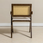 Chiva Rattan & Wood Dining Chair (Chestnut) - Upholstered & Armrests - Marcel Olsen