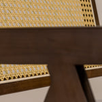 Chiva Rattan & Wood Dining Chair (Chestnut) - Upholstered & Armrests - Marcel Olsen