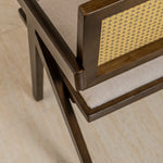 Chiva Rattan & Wood Dining Chair (Chestnut) - Upholstered & Armrests - Marcel Olsen