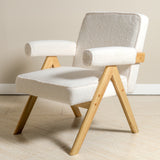 Bascuas Wood & Upholstered Armchair (Bouclé White) - Marcel Olsen