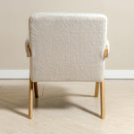 Bascuas Wood & Upholstered Armchair (Bouclé White) - Marcel Olsen