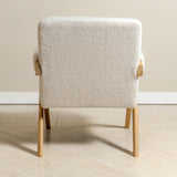 Bascuas Wood & Upholstered Armchair (Bouclé White) - Marcel Olsen