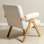 Bascuas Wood & Upholstered Armchair (Bouclé White) - Marcel Olsen