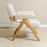 Bascuas Wood & Upholstered Armchair (Bouclé White) - Marcel Olsen