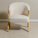 Sagunto Wood & Upholstered Armchair (Bouclé White) - Marcel Olsen