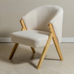 Sagunto Wood & Upholstered Armchair (Bouclé White) - Marcel Olsen