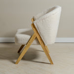 Sagunto Wood & Upholstered Armchair (Bouclé White) - Marcel Olsen