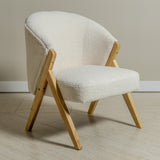 Sagunto Wood & Upholstered Armchair (Bouclé White) - Marcel Olsen