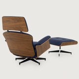 MO-90 Mid-Century Lounge Chair & Ottoman (Oxford Blue Leather)