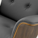 MO-90 Mid-Century Lounge Chair & Ottoman (Wayward Grijs Leer) - Uitverkocht