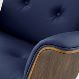 MO-90 Mid-Century Lounge Chair & Ottoman (Oxford Blue Leather)