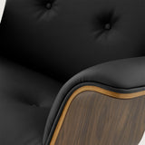 MO-90 Mid-Century Lounge Chair & Ottoman (Ebony Black Leather)