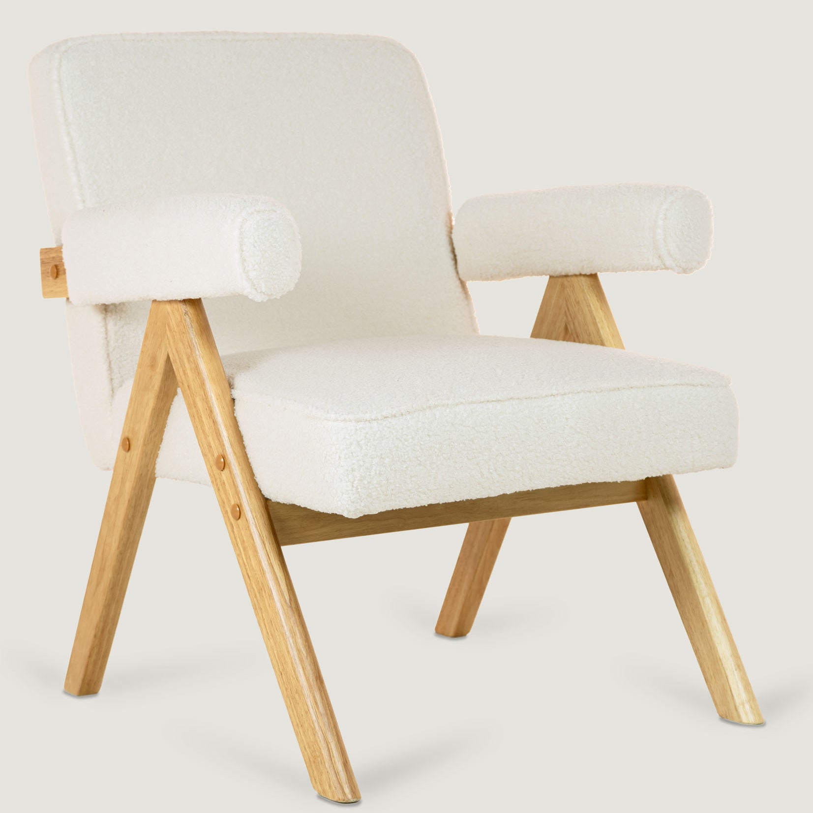 Bascuas Wood Armchair (Bouclé White)     - Marcel Olsen