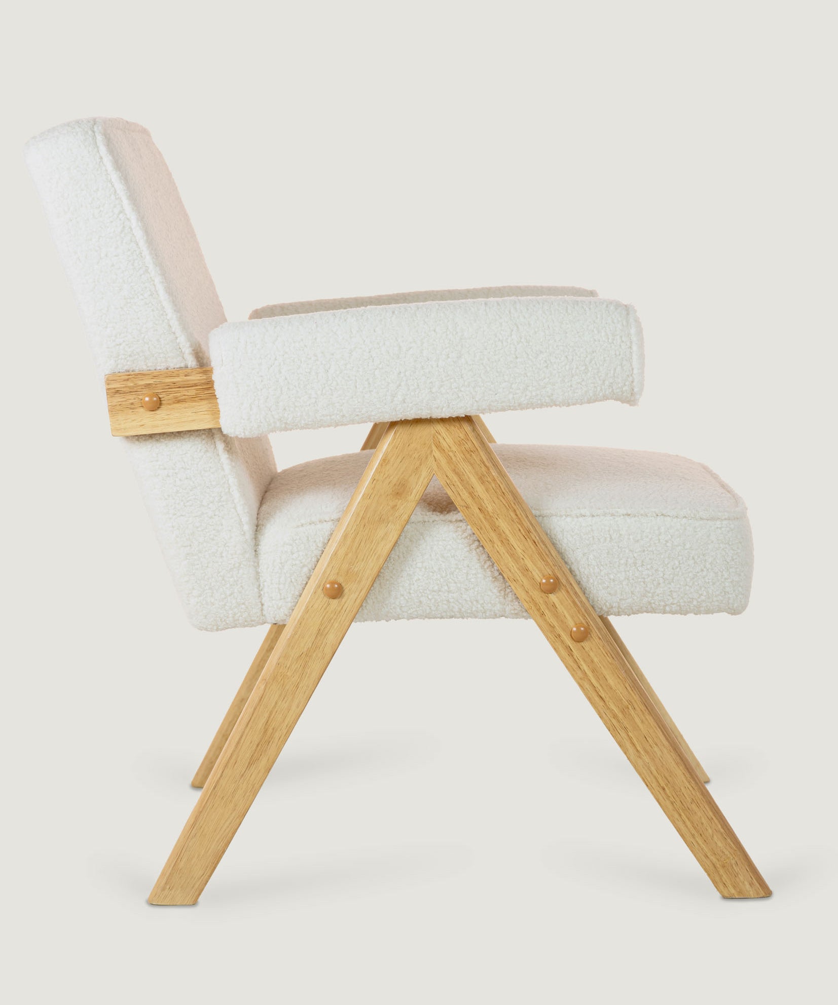 Bascuas Wood Armchair (Bouclé White)     - Marcel Olsen