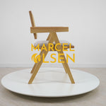 Chiva Rattan & Wood Dining Chair (Natural) - Upholstered & Armrests - Marcel Olsen