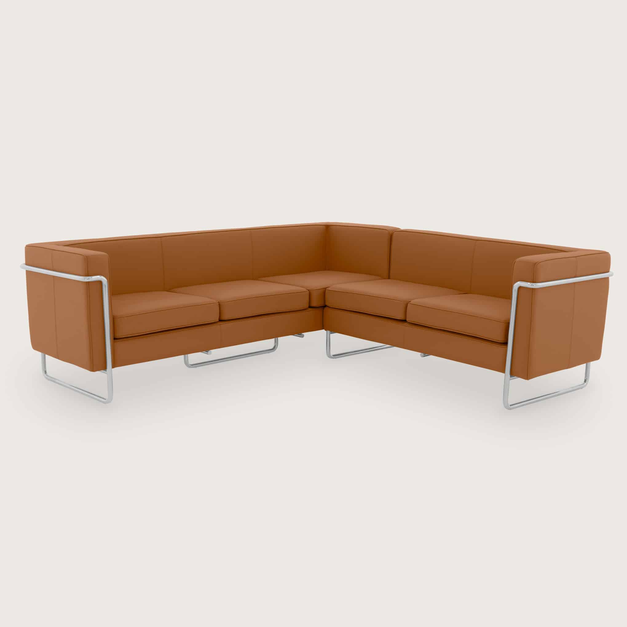 Caramel Brown Leather Corner Sofa 1