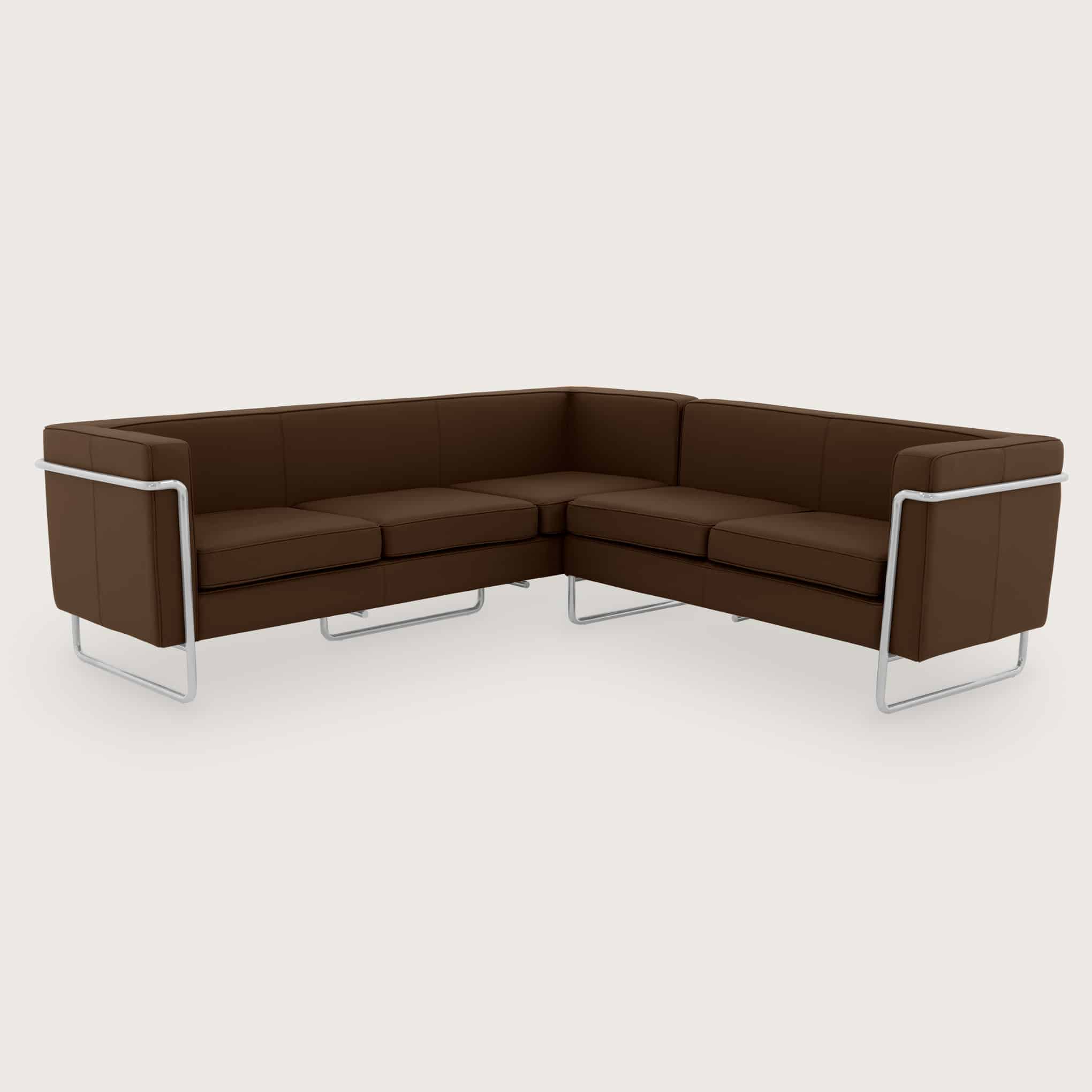 Chocolate Brown Leather Corner Sofa 1