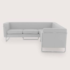 Diamond White Leather Corner Sofa 2