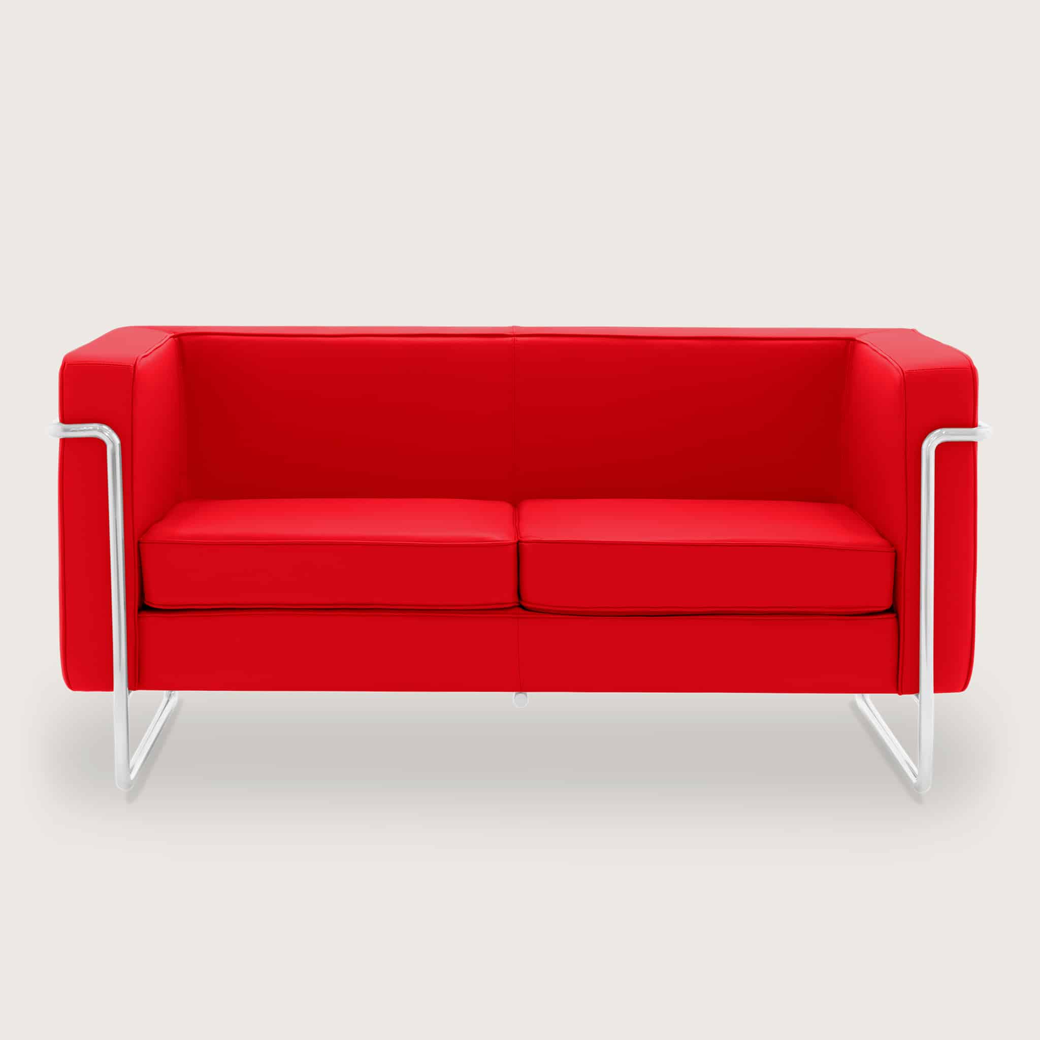 Le Bauhaus Dragon Red Leather 2 Seater 1