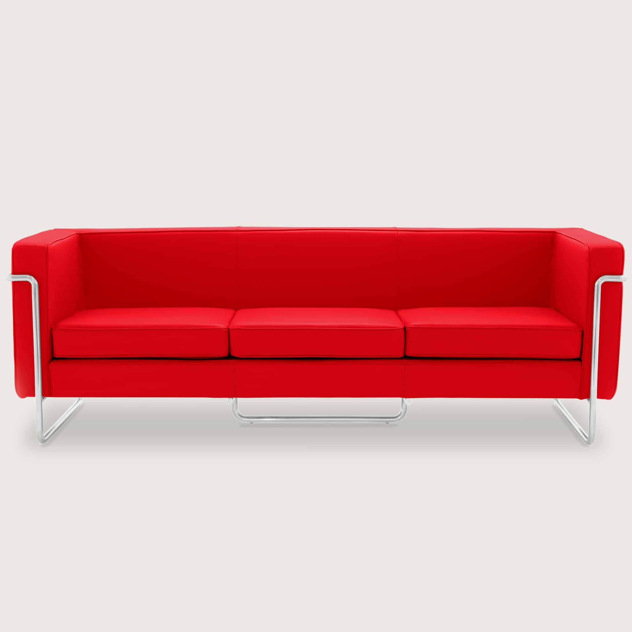 Le Bauhaus Dragon Red Leather 3 Seater 1