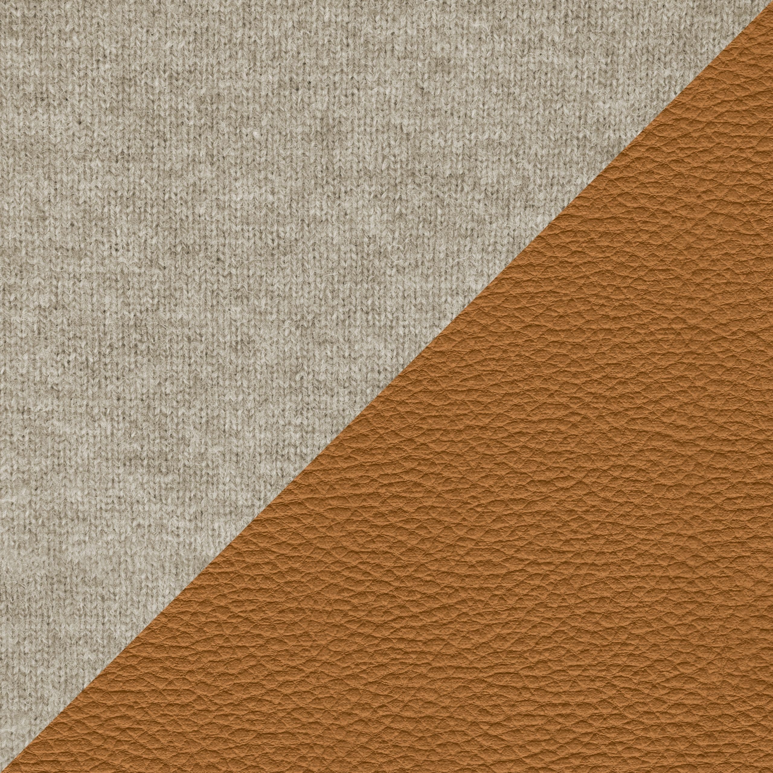 MO 150 Bay Sofa Caramel Brown Leather Sahara Beige Fabric Closeup 4 scaled 1