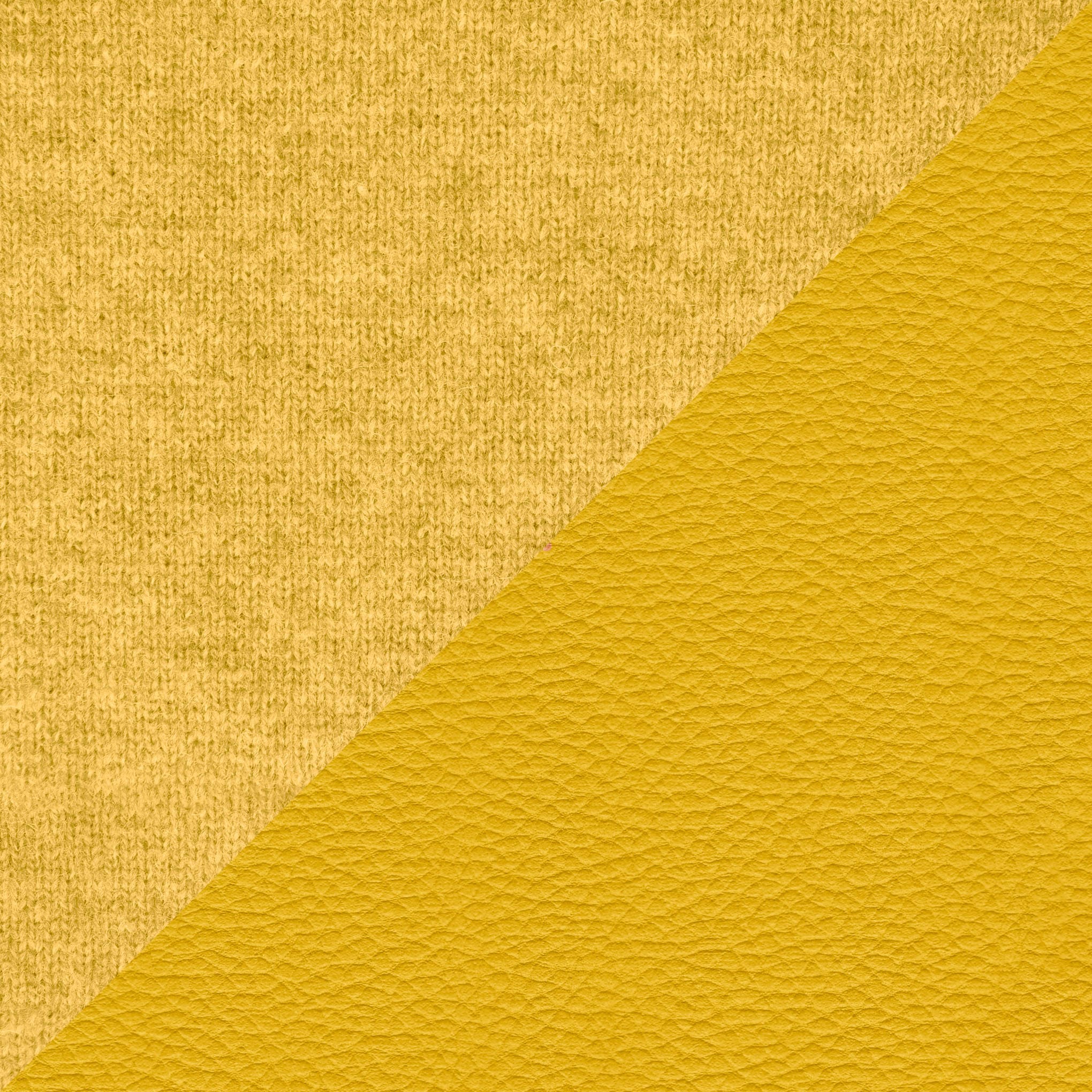 MO 150 Bay Sofa Custard Yellow Leather Canola Yellow Fabric Closeup 4