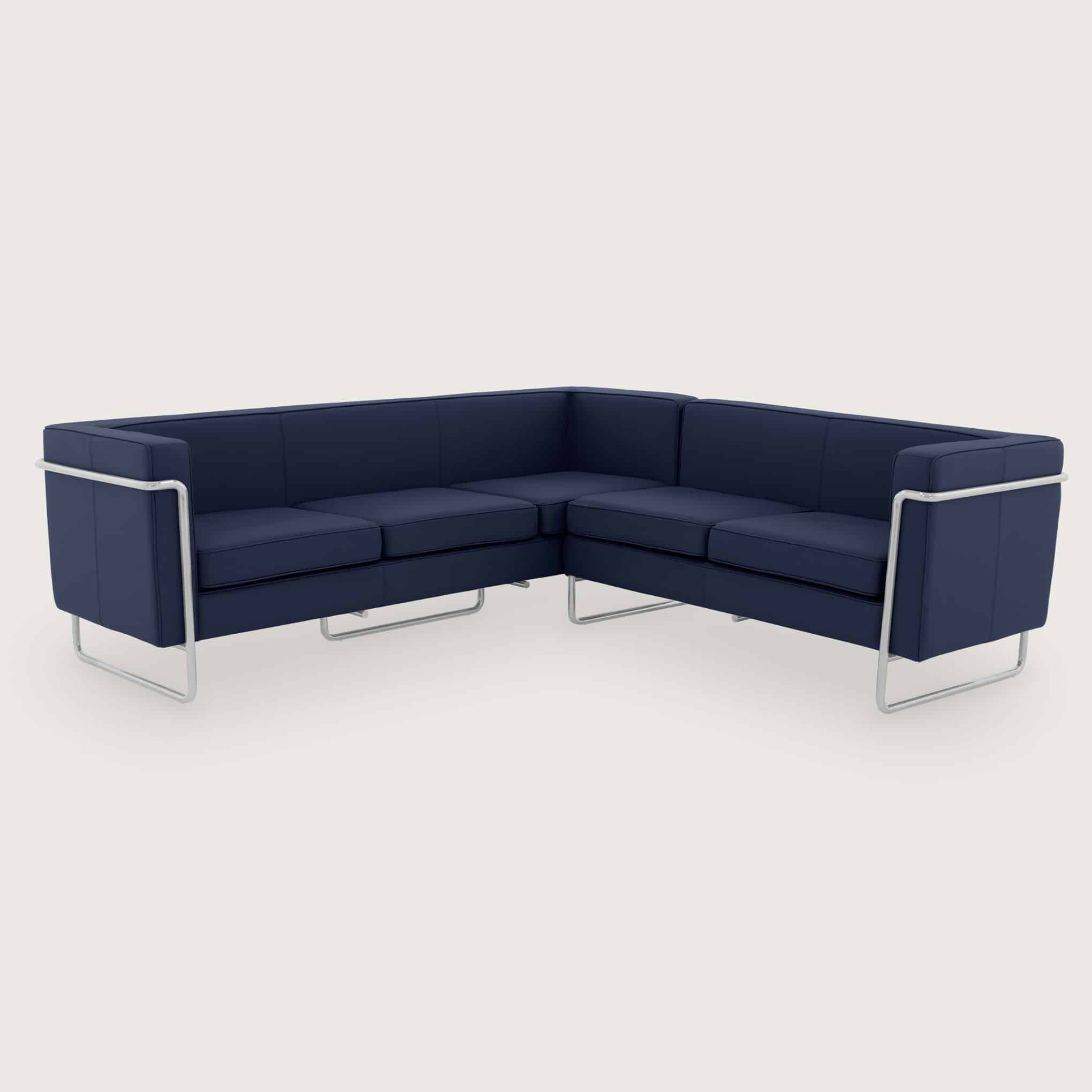 Oxford Blue Leather Corner Sofa 1