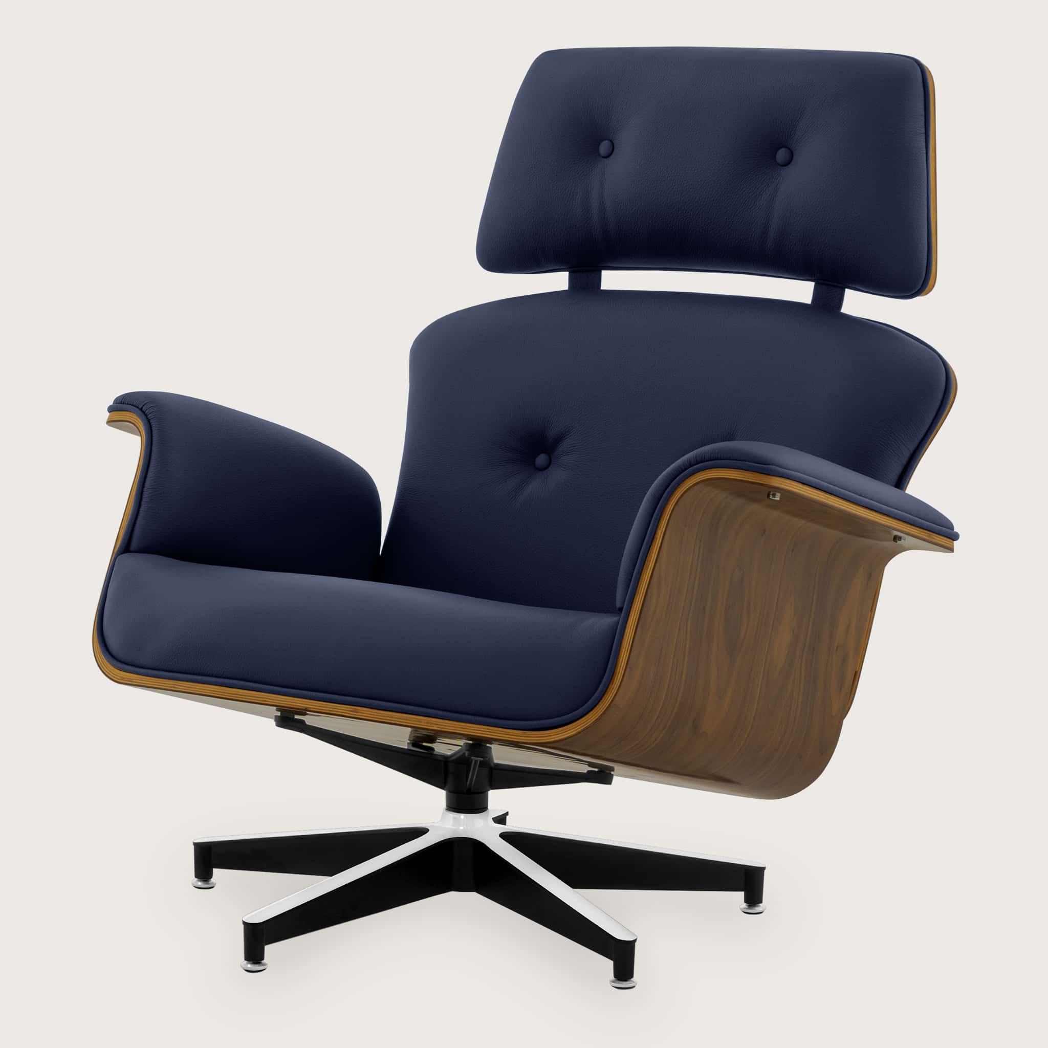 Oxford Blue Leather Lounge Chair 01