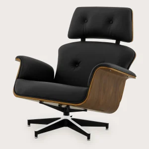 Royal Ebony Black Leather Lounge Chair 01
